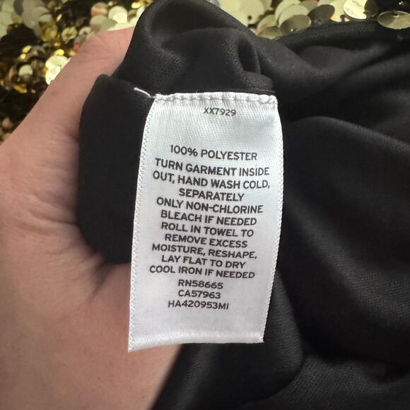 Halogen Embellished Paillette Sequined Knee Length Skirt in Gold - Picture 7 of 9